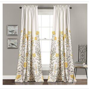 Lush Decor Half Moon Aprile Yellow Insulated Window Two Curtain Panels 52"x84"